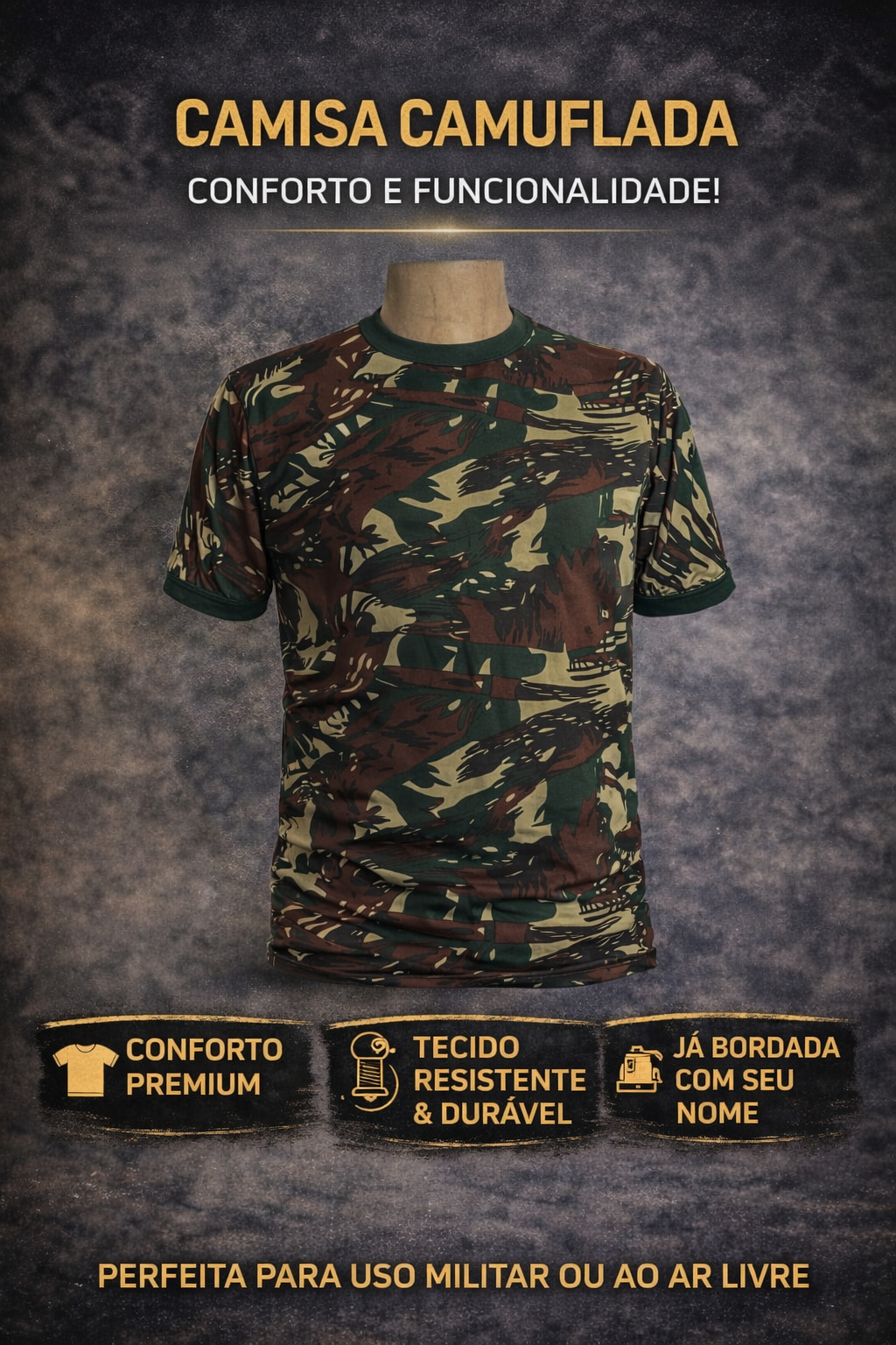Camisa camuflada_ conforto e resistência
